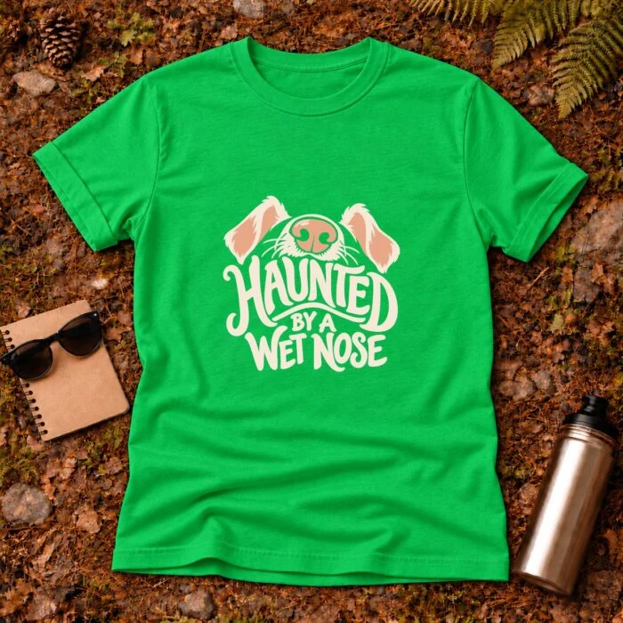 Haunted by a Wet Nose T-Shirt GB-DT-069 Irish Green flat