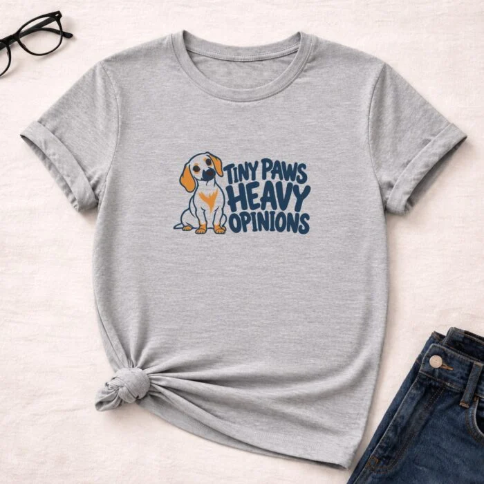 Tiny Paws Heavy Opinions T-Shirt GB-DT-076 Sport Grey flat