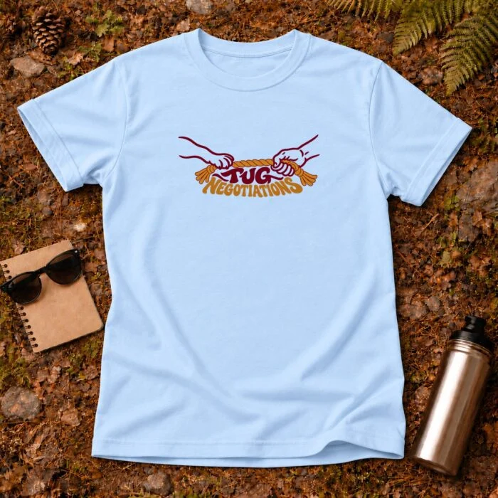 Tug Negotiations T-Shirt — Light Blue flat