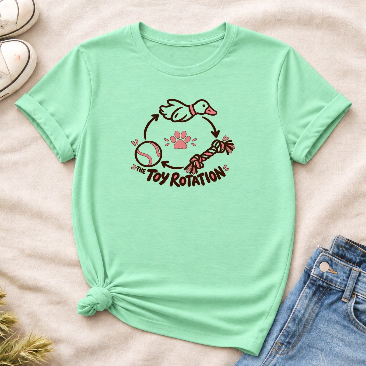 20261012233200 1f1c6951 f5bf 6324 b0ff ca3ca51524da.jpg The Toy Rotation T-Shirt — Mint Green flat