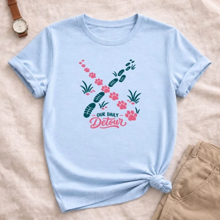Our Daily Detour T-Shirt — Light Blue flat