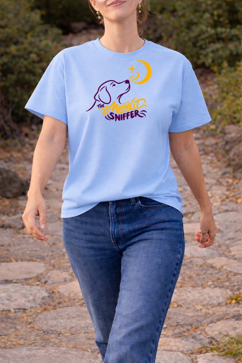 20261013000300 1f1c6997 4457 65b4 a0a5 d20d19b1f655.jpg The Moonlit Sniffer T-Shirt — Light Blue model