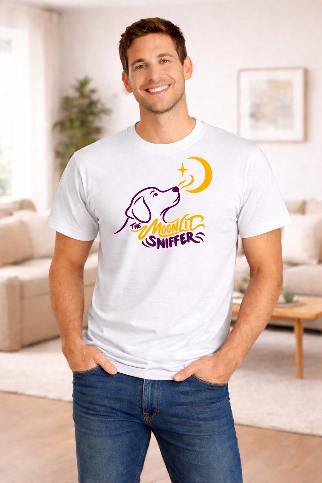 20261013000300 1f1c6997 4463 6b70 aac7 3e1fb8c83dc5.jpg The Moonlit Sniffer T-Shirt — White model