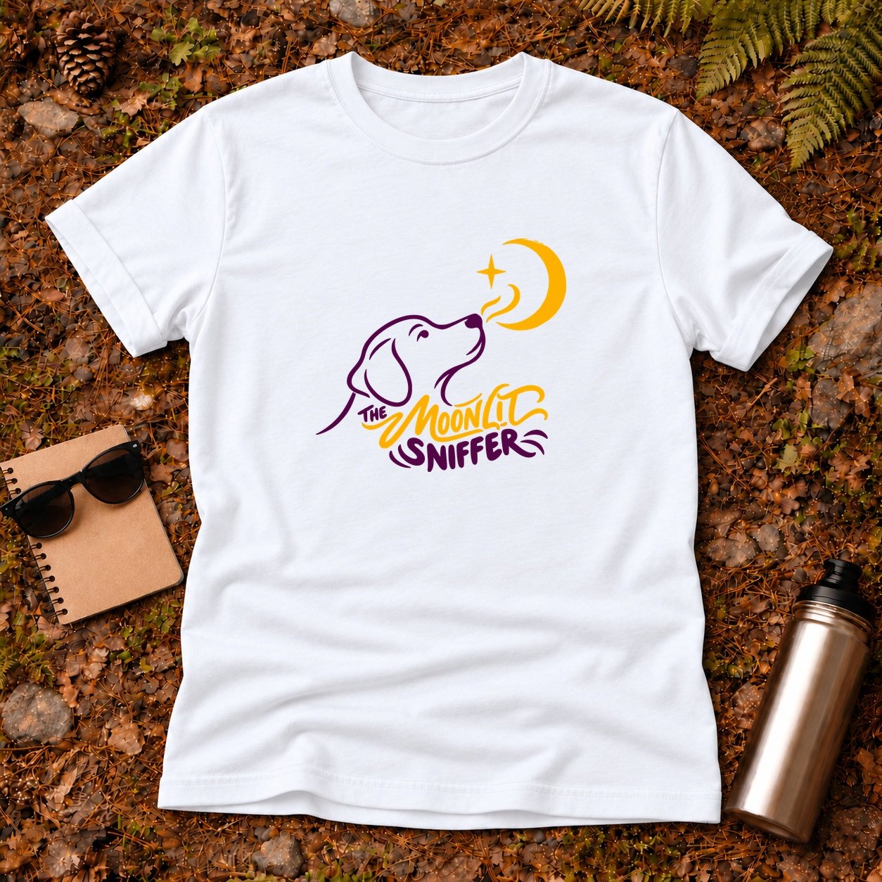 20261013000301 1f1c6997 4612 6d72 a368 1ebffb603884.jpg The Moonlit Sniffer T-Shirt — White flat