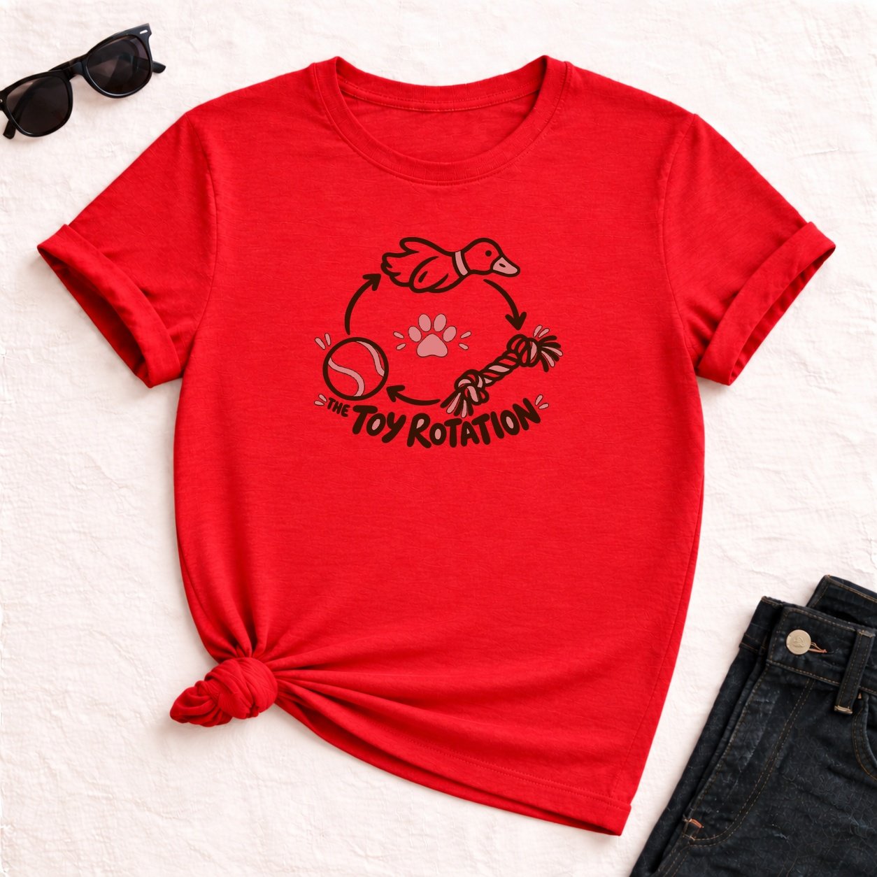 20261013074635 1f1c6da3 761e 6862 afd9 fed39e786509.jpg The Toy Rotation T-Shirt — Red flat