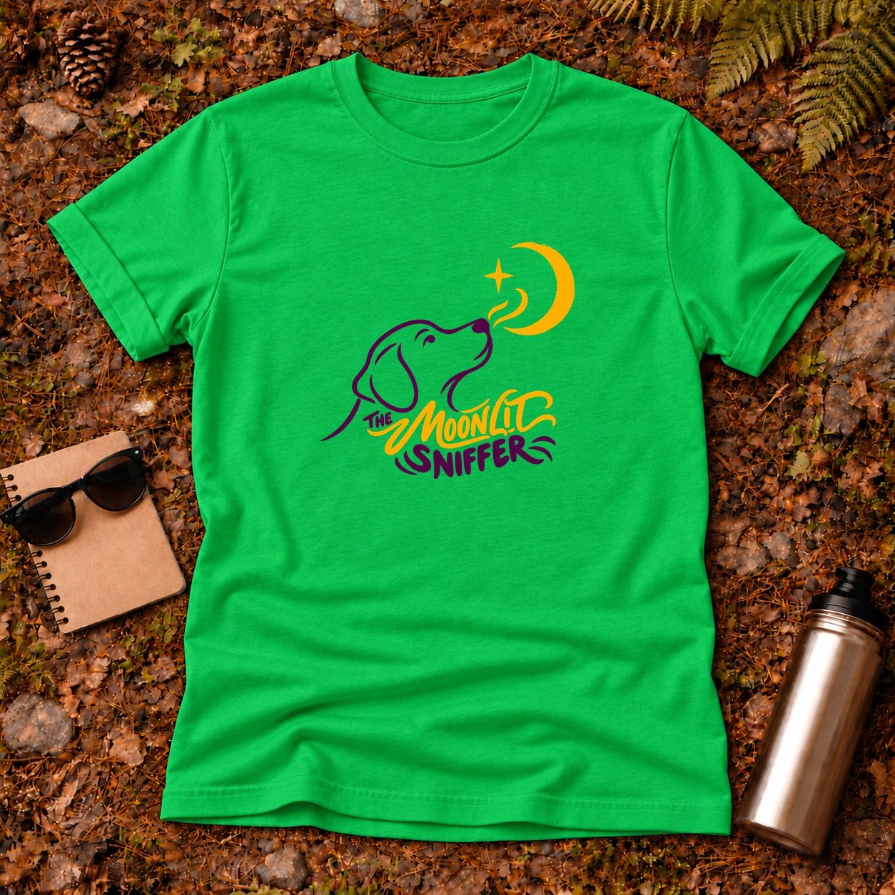 20261013080844 1f1c6dd4 f084 67ce 8dae 4eb37dd39630.jpg The Moonlit Sniffer T-Shirt — Irish Green flat