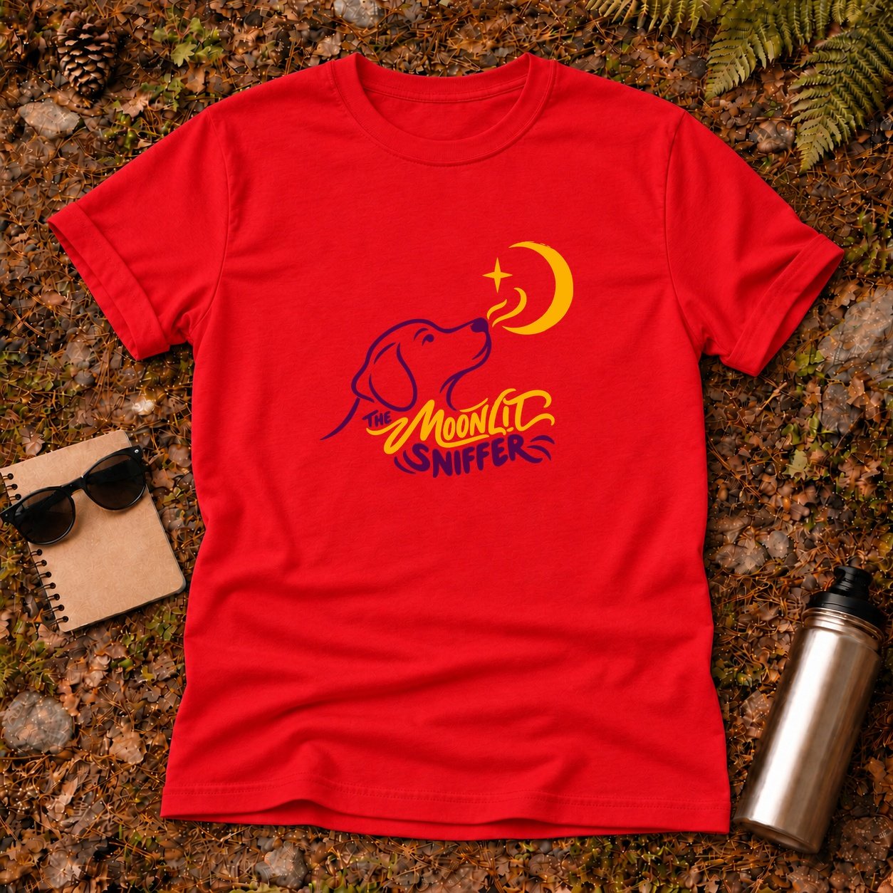20261013080844 1f1c6dd4 f0c8 6e38 84b6 7a79d6ecb9bc.jpg The Moonlit Sniffer T-Shirt — Red flat