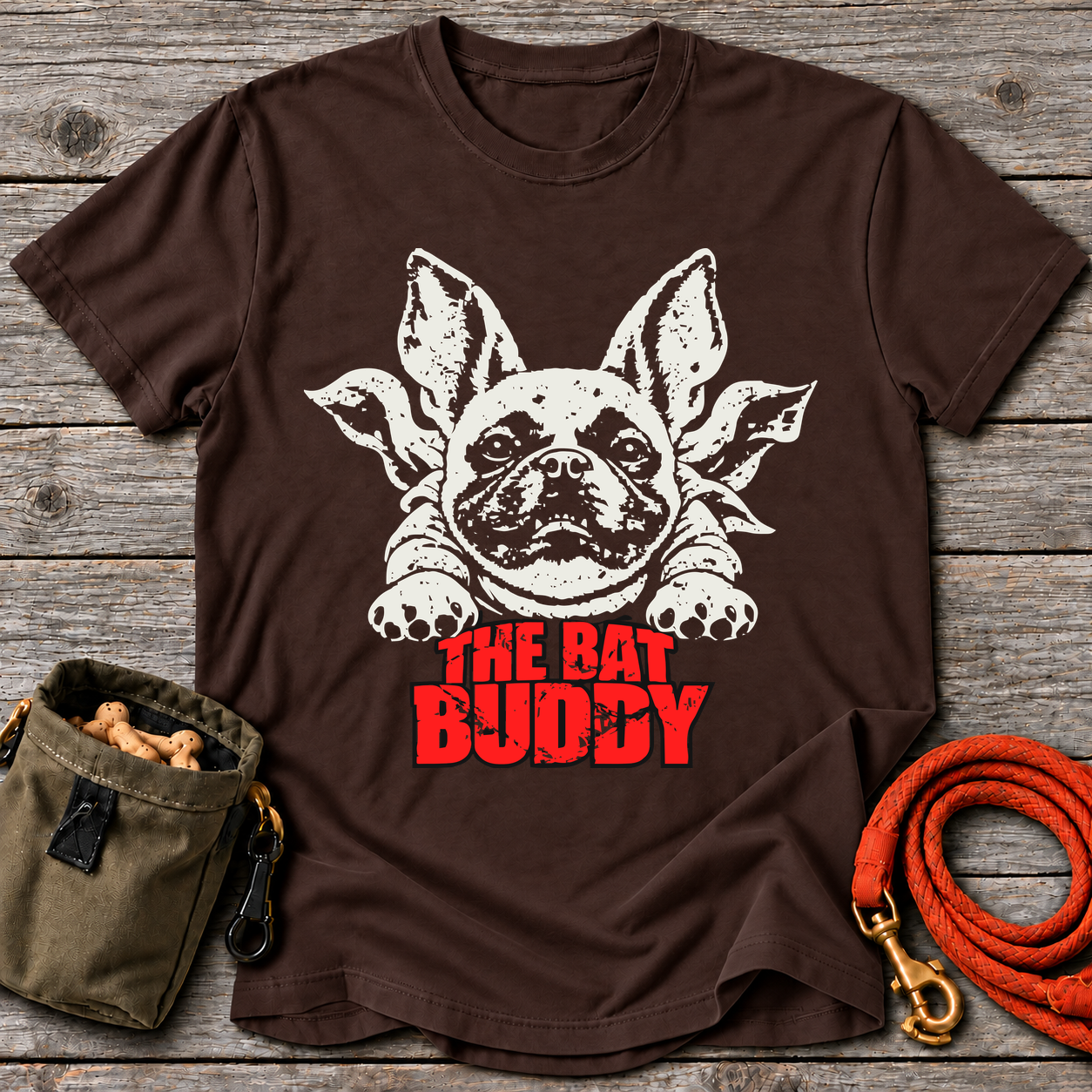 20261028041245 1f1d285d 3c24 68da be01 92263b4ed3f2.png The Bat Buddy T-Shirt — Dark Chocolate Grey Oak flat