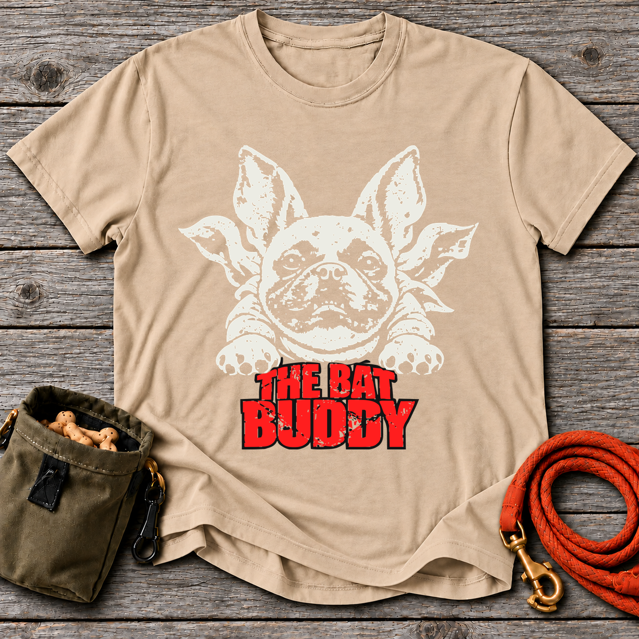 20261028041245 1f1d285d 42a5 6682 a30f d247062c70ea.png The Bat Buddy T-Shirt — Sand Grey Oak flat